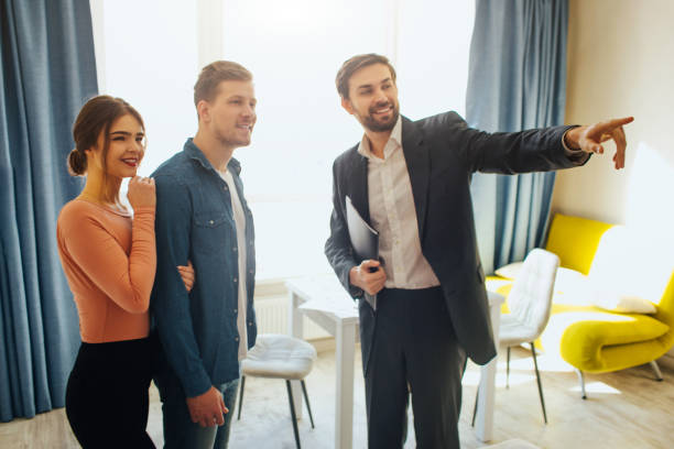 real estate agent with potential customers
